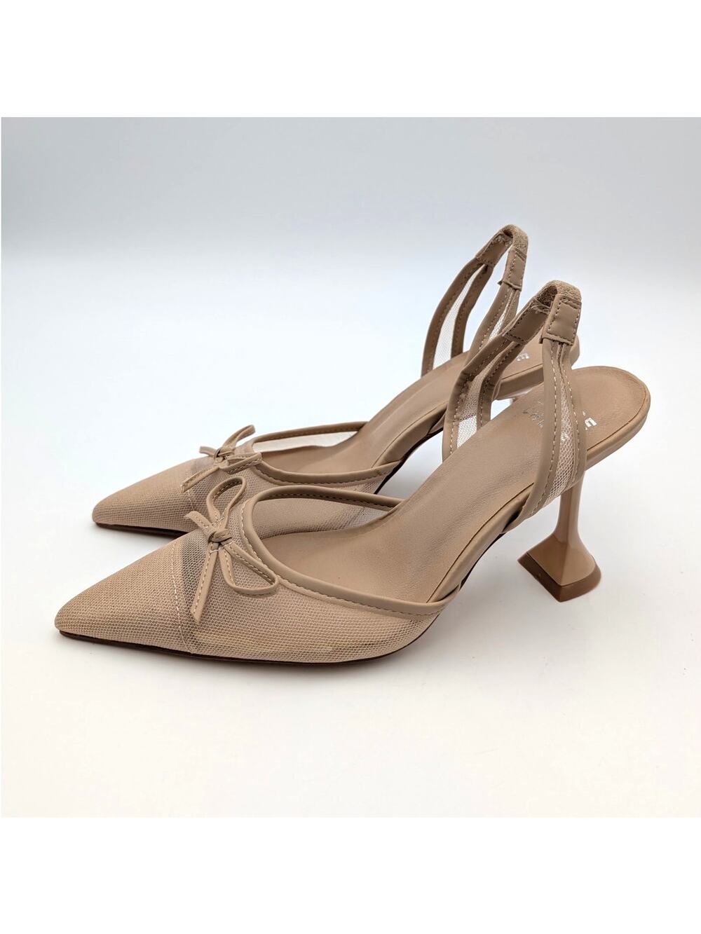 Chase and Chloe Sofie Heel Pump Pointed Toe Women's Beige Size US5.5 EU35.5